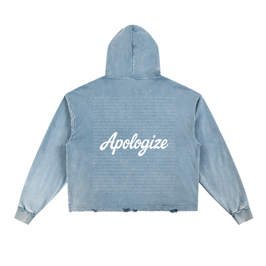 Apologize Mock Denim Washed Hoodie